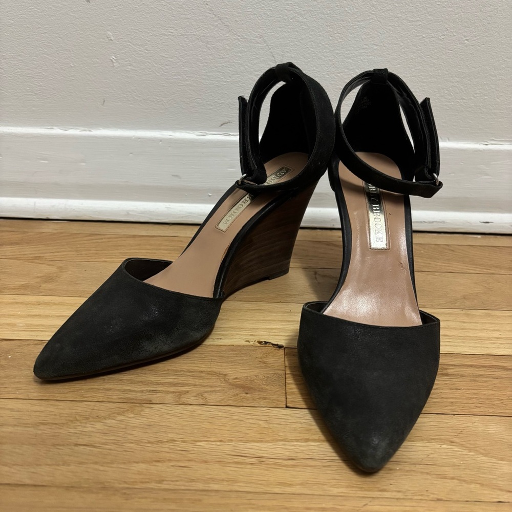 Audrey Brooke Leather Wedge Heel Black and brown Women's Shoes